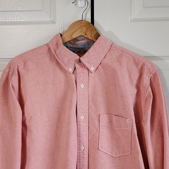 Aeropostale Mens Coral Button Down Shirt Size Med Long Sleeve Pocket Casual - Picture 6 of 9